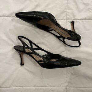 Manolo Blahnik Black Slingback Heels